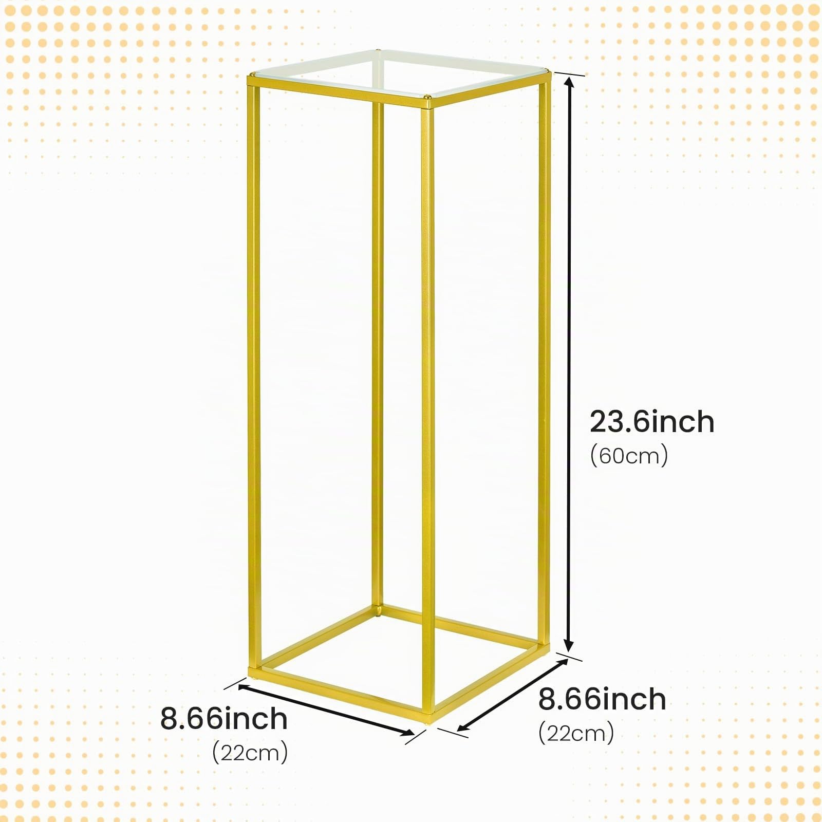 YALLOVE 2 soportes de metal para flores de 60 cm, soporte de jarrones dorados con hojas acrílicas transparentes, estante de exhibición geométrico para decoraciones de fiesta de boda | Centros de mesa con láminas acrílicas transparentes para bodas, despedi