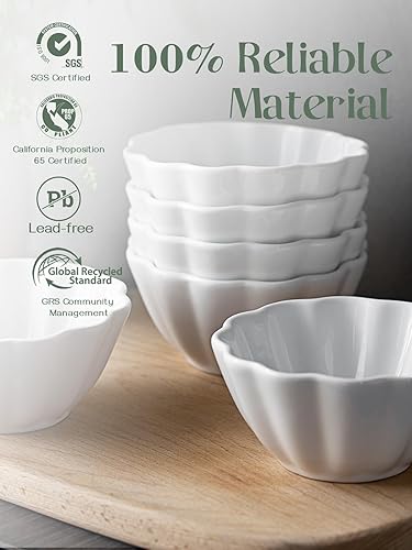 Miniatura 5 de DOWAN Ramekins - Ramequines de porcelana en forma de flor de 4 onzas, aptos para horno, recipientes de crema para hornear, cuencos de natillas