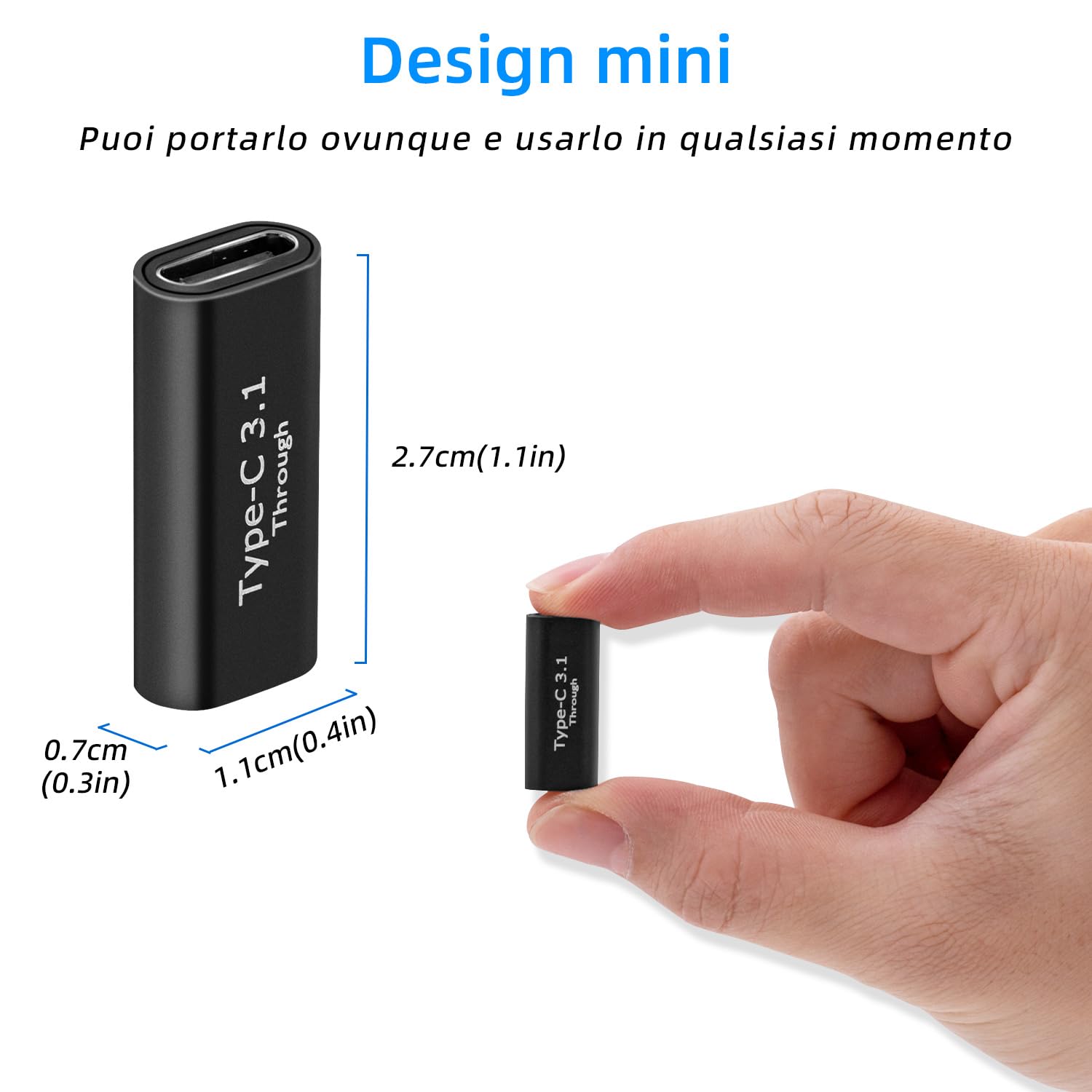 USB C 3.1 Adattatore Femmina a Femmina 2Pcs 10Gbps 4K Video Audio Ricarica Rapida per Switch PS5 S21 Laptop