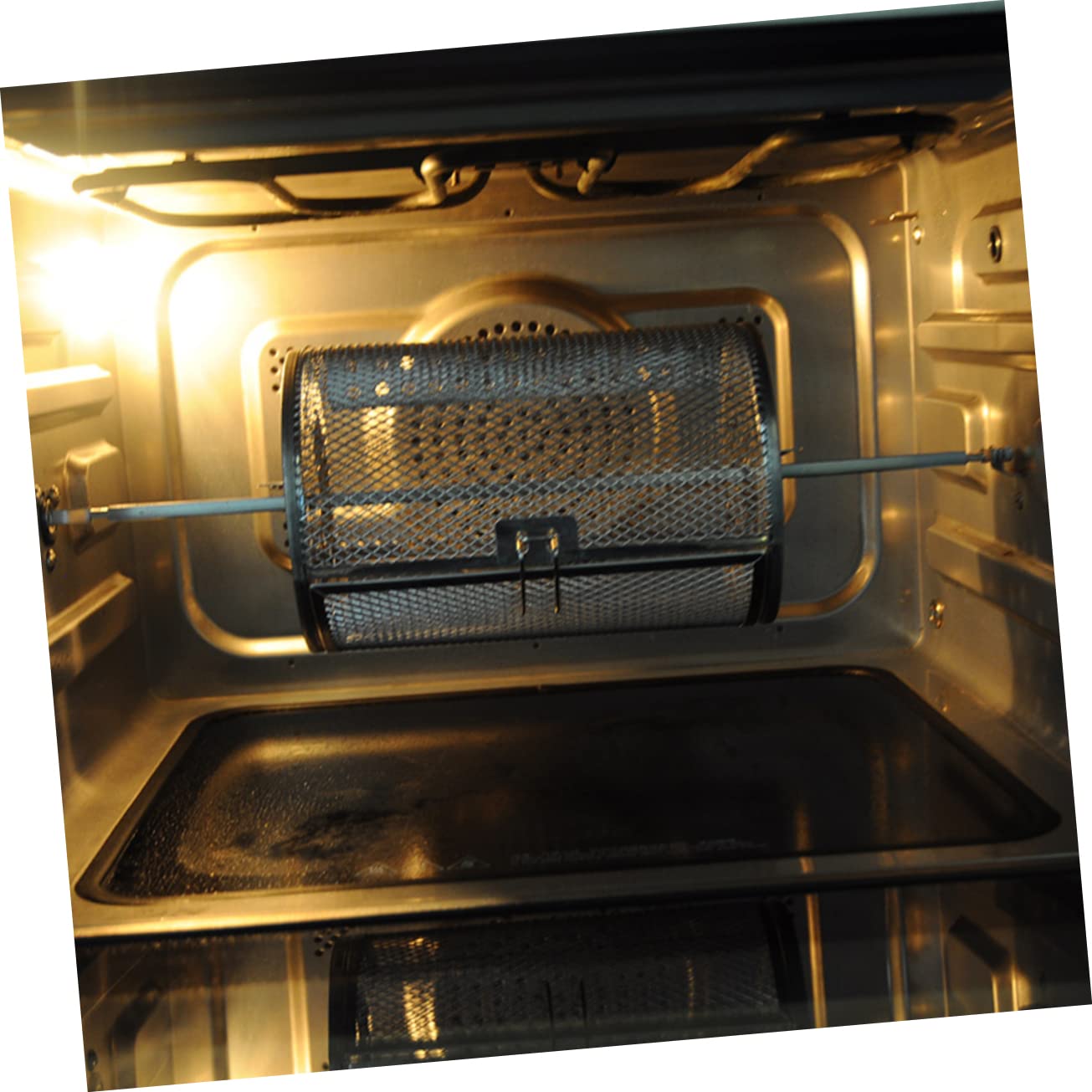 BESPORTBLE Stainless Steel Rotisserie Grill Drum Roaster Rack for Bbq Rotisserie Oven Parts 8 Inch Cooking Rack Easy to Use Durable Perfect for Beans Nuts