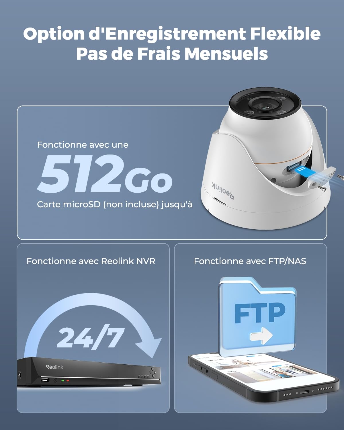 Reolink 4K+ Ultra HD 12MP Camera PoE Exterieur avec Projecteur, RLC-1224A