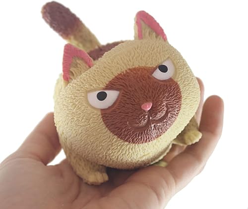 1 gato enojado marrón suave relleno de bolas antiestrés para apretar, sensorial, estrés, juguete antiestrés súper suave (1 gato marrón)