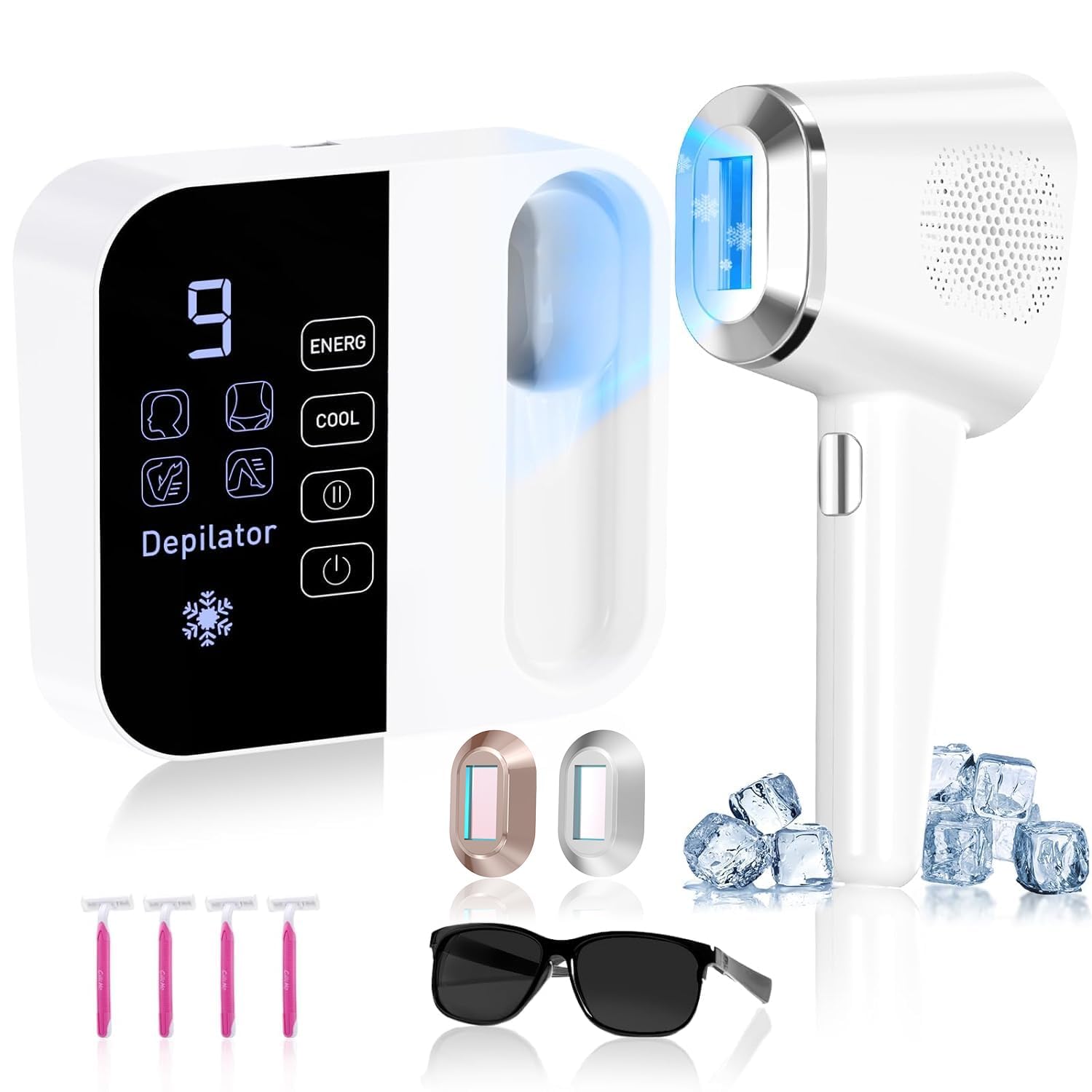 OPT Laser Hair Removal For Women And Men, At-Home Laser Hair Removal with Ice Cooling,IPL Laser Hair Removel with 999999 Flashes, Hair Removal Device for Face Leg Armpit Arm Bikini Line, Max 25J