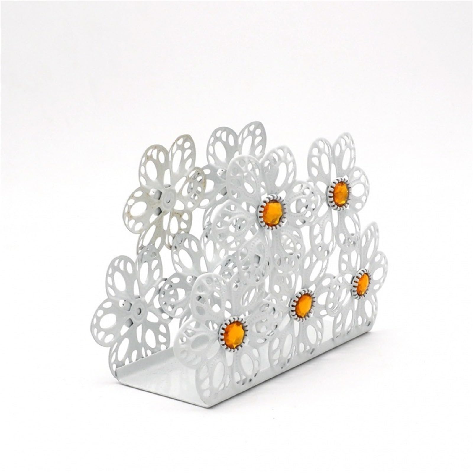 Napkin Holder 2pcs Creative Desktop Tissue Holder, Hotel And Restaurant Supplies, Wrought Iron Napkin, Café(White-B)