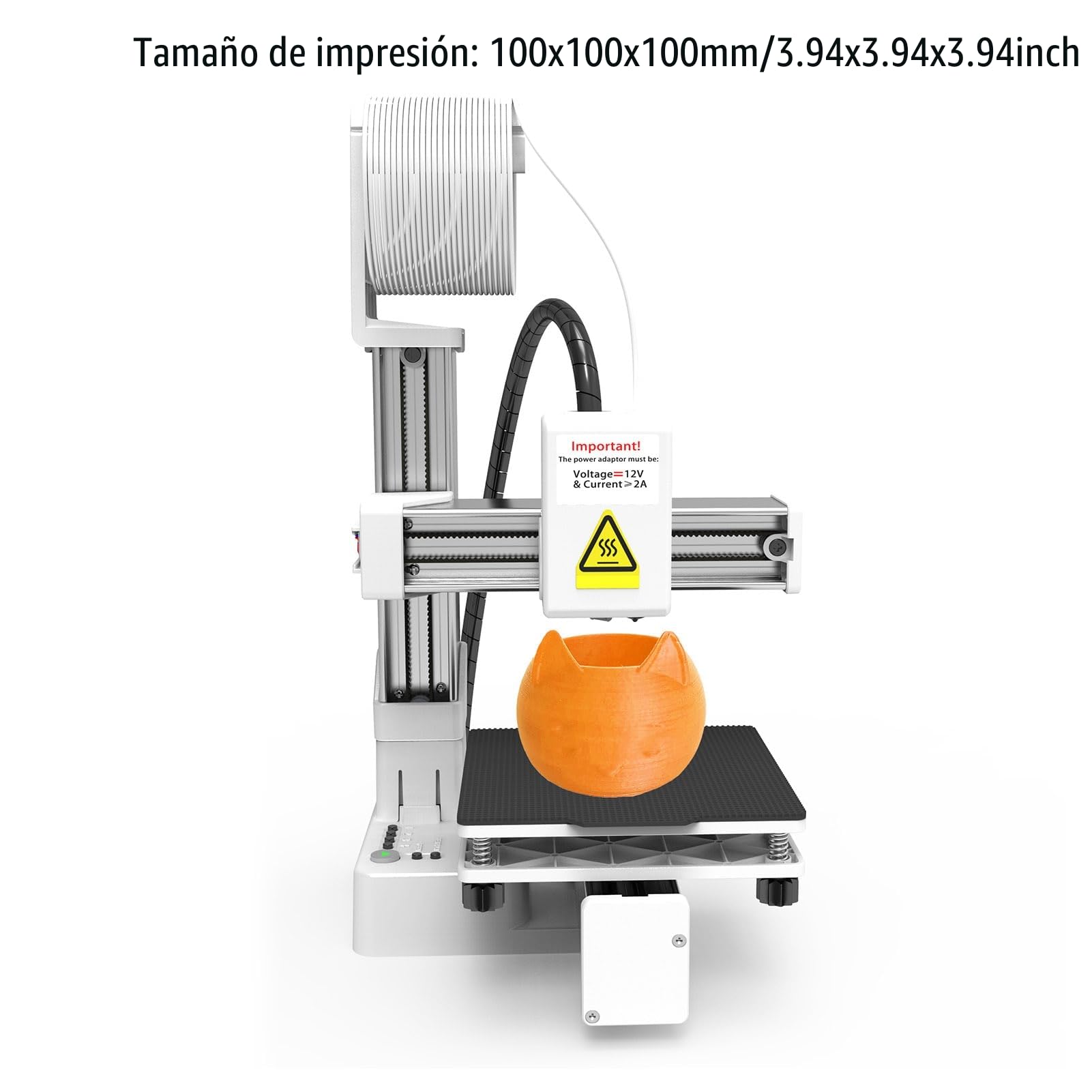 ciciglow Impresora 3D FDM Mini, Máquina de Impresión 3D de 40 Mm/s para Niños y Principiantes, Admite 1,75 Mm de Filamento TPU de PLA, Tamaño de Impresión de 100x100x100 Mm (White)