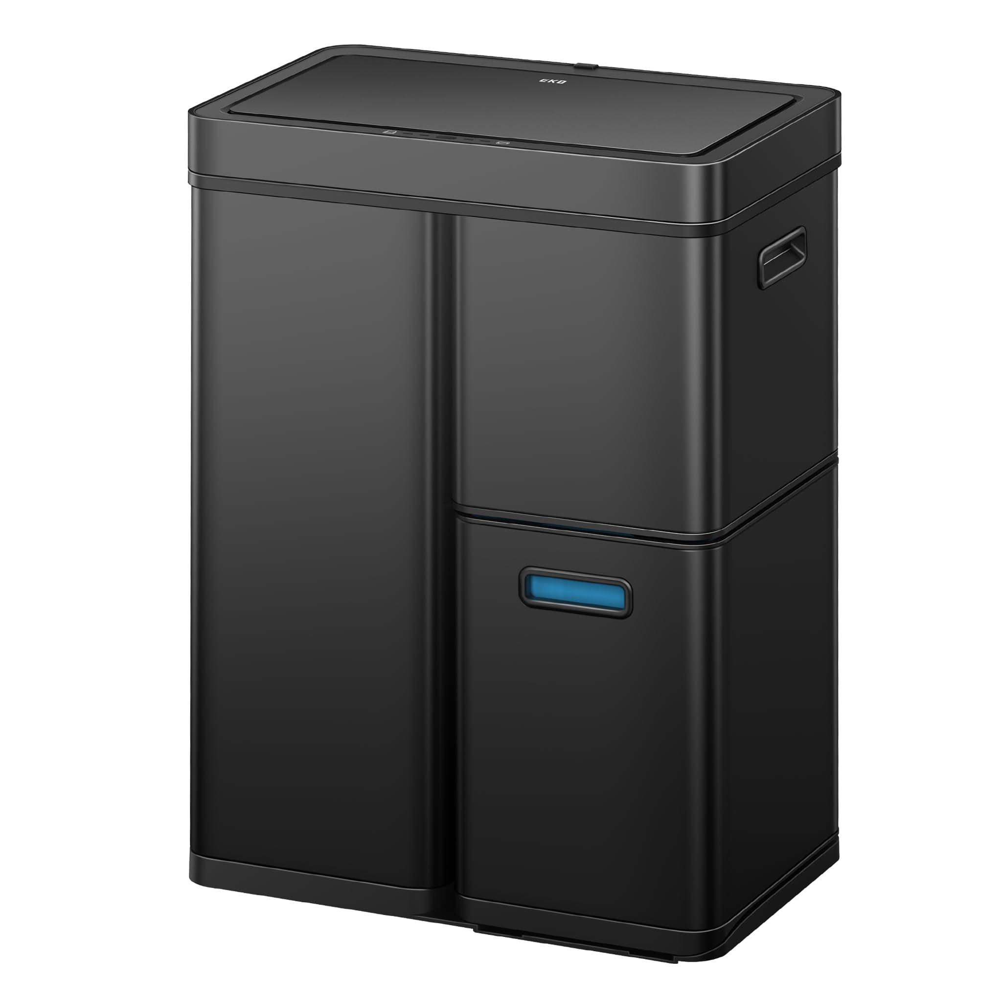 EKO Mirage Plus kosz na śmieci z 3 przegródkami, 2 x 15 l i 30 l, kosz na śmieci z recyklingu, z czujnikiem, 3 pojemniki wewnętrzne z tworzywa sztucznego, automatyczny kosz na śmieci z pokrywką, duży