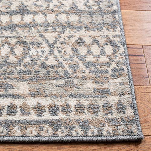 SAFAVIEH Pyramid Collection Area Rug - 8' x 10', Ivory & Charcoal, Moroccan Boho Tribal Design, Non-Shedding & Easy Care, Ideal for High Traffic Areas in Living Room, Bedroom (PYR260A)