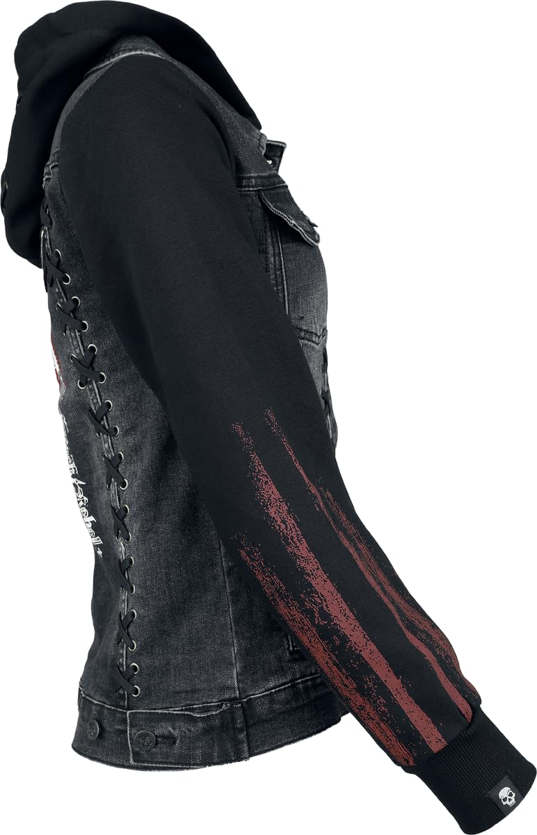 Rock Rebel by EMP Damen schwarze Kapuzenjacke mit Schnürdetails