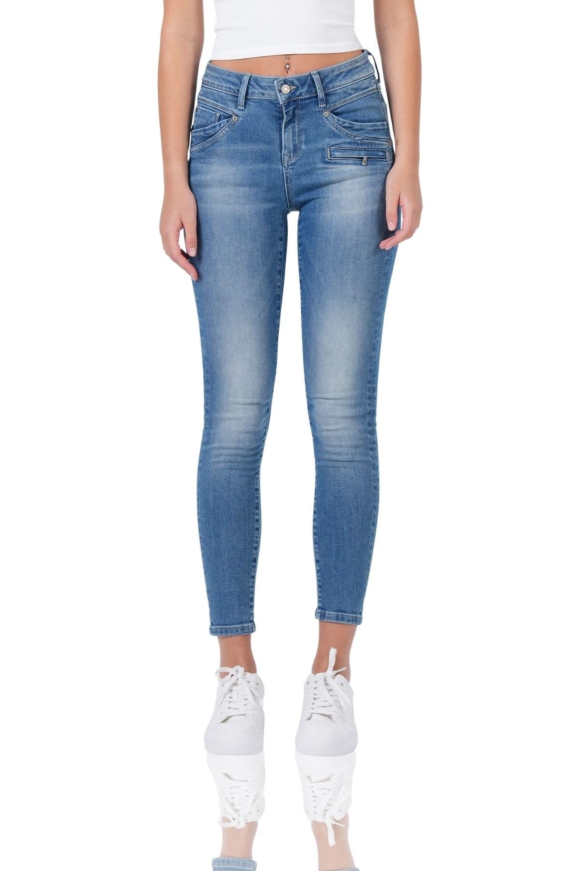 M.O.D Suzy Damen Skinny Jeans – Skinny Fit Damenjeans, Stretch Denim Hose, figurbetonte Damenhose mit Reißverschluss-Details, mittlere Bundhöhe, vielseitig kombinierbar