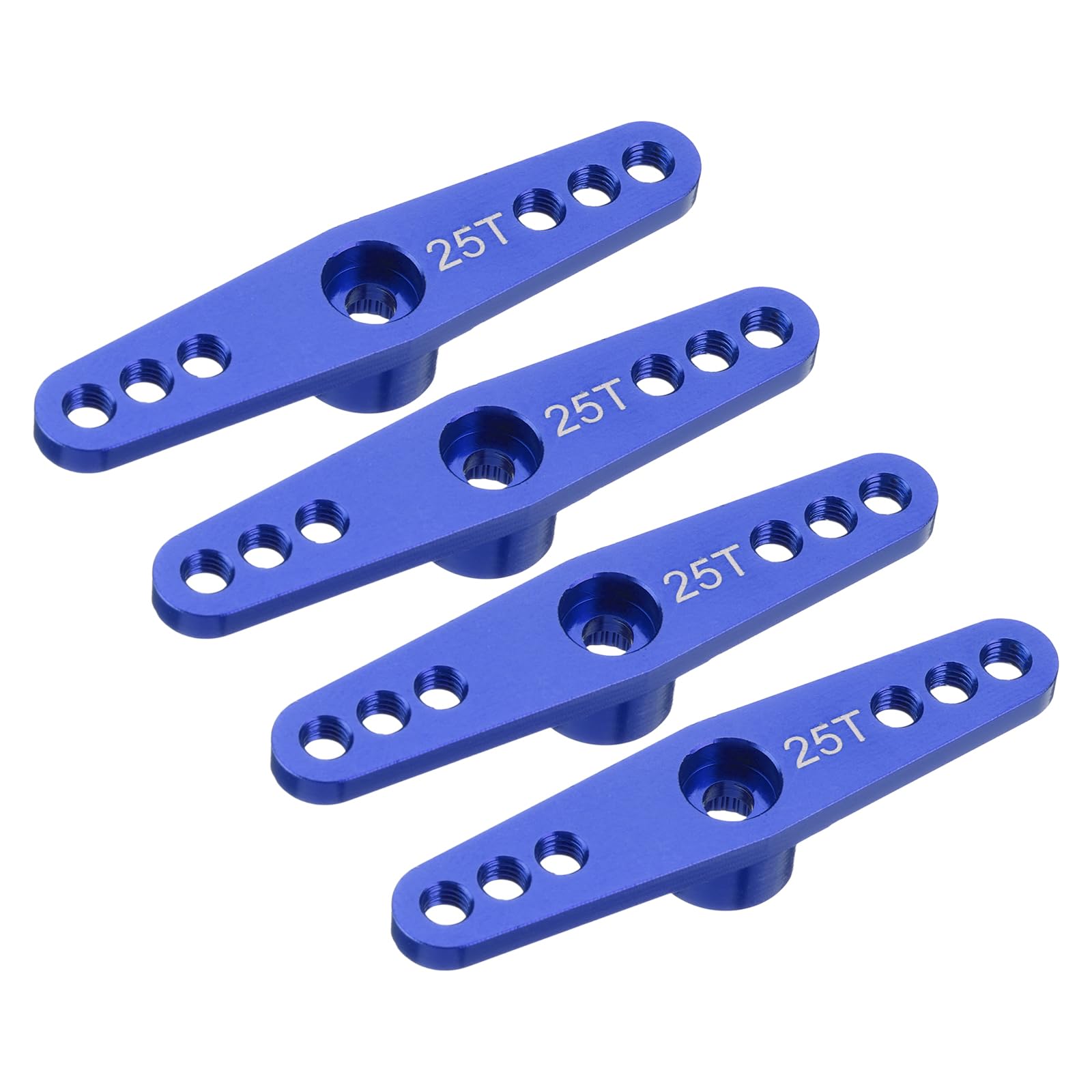Muiltvoe 4 Pcs Aluminum Servo Horn 25T Servo Horn Steering Double Arms 47mm Length Black Suitable for DIY RC Car/Boat/Airplanes Boat Model Accessories