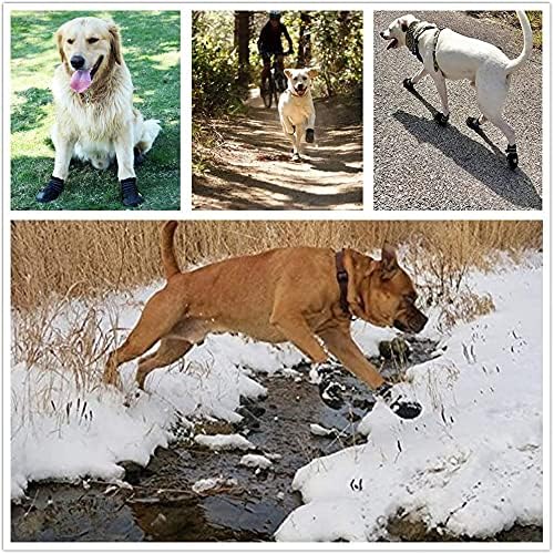 HuaTek Hundestiefel, wasserdichte Hundestiefel,Regenstiefel,Hundeschuhe für mittelgroße bis große Hunde mit Zwei reflektierenden Befestigungsbändern und robuster Rutschfester Sohle(schwarz, 4 Stück)