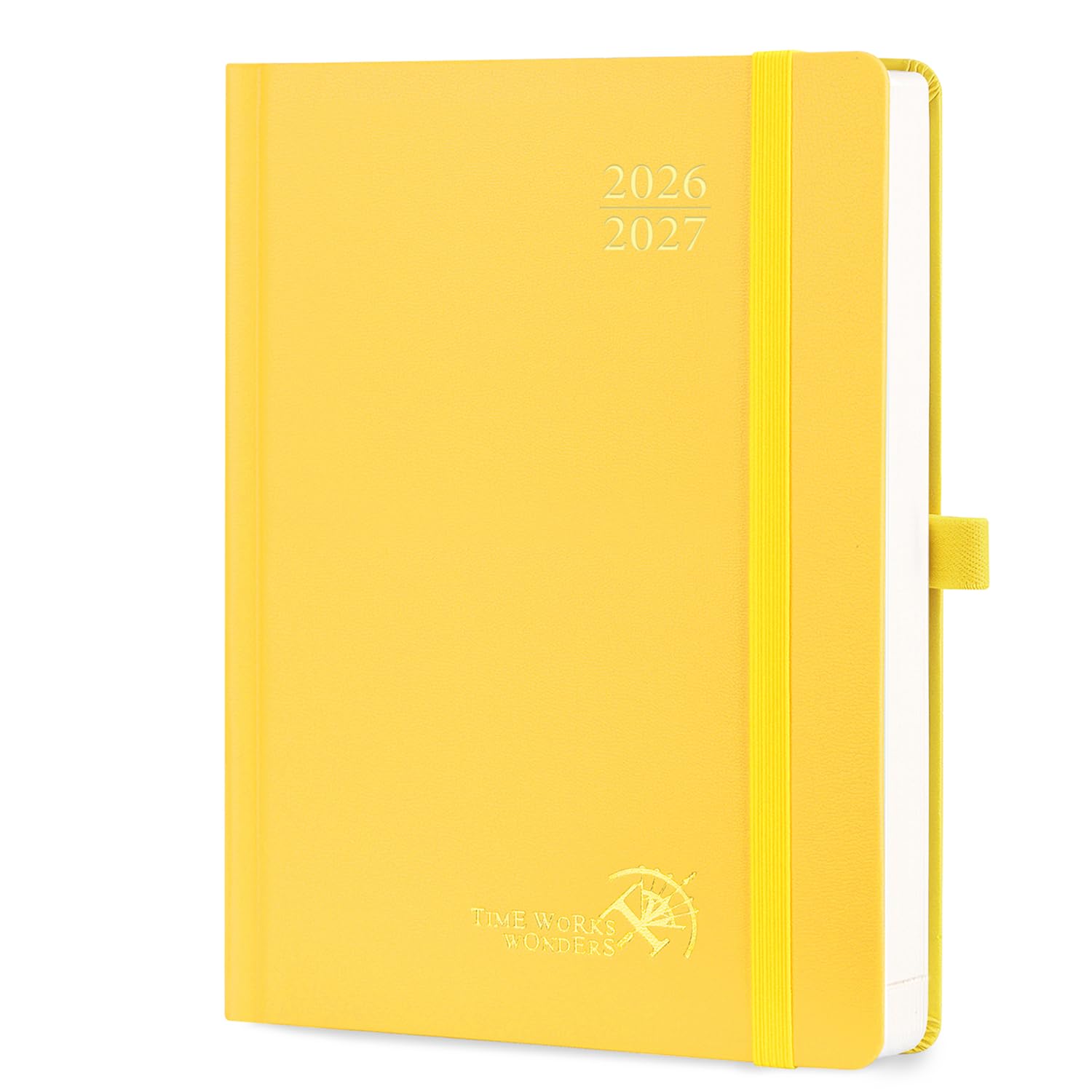 POPRUN Academic Diary 2026-2027 Day to Page A5 Hardback Mid Year Daily 26/27 Planner (Aug'26 - Jul'27) A Day per Page 30 Minutes Interval Appointment Book(Light Yellow)