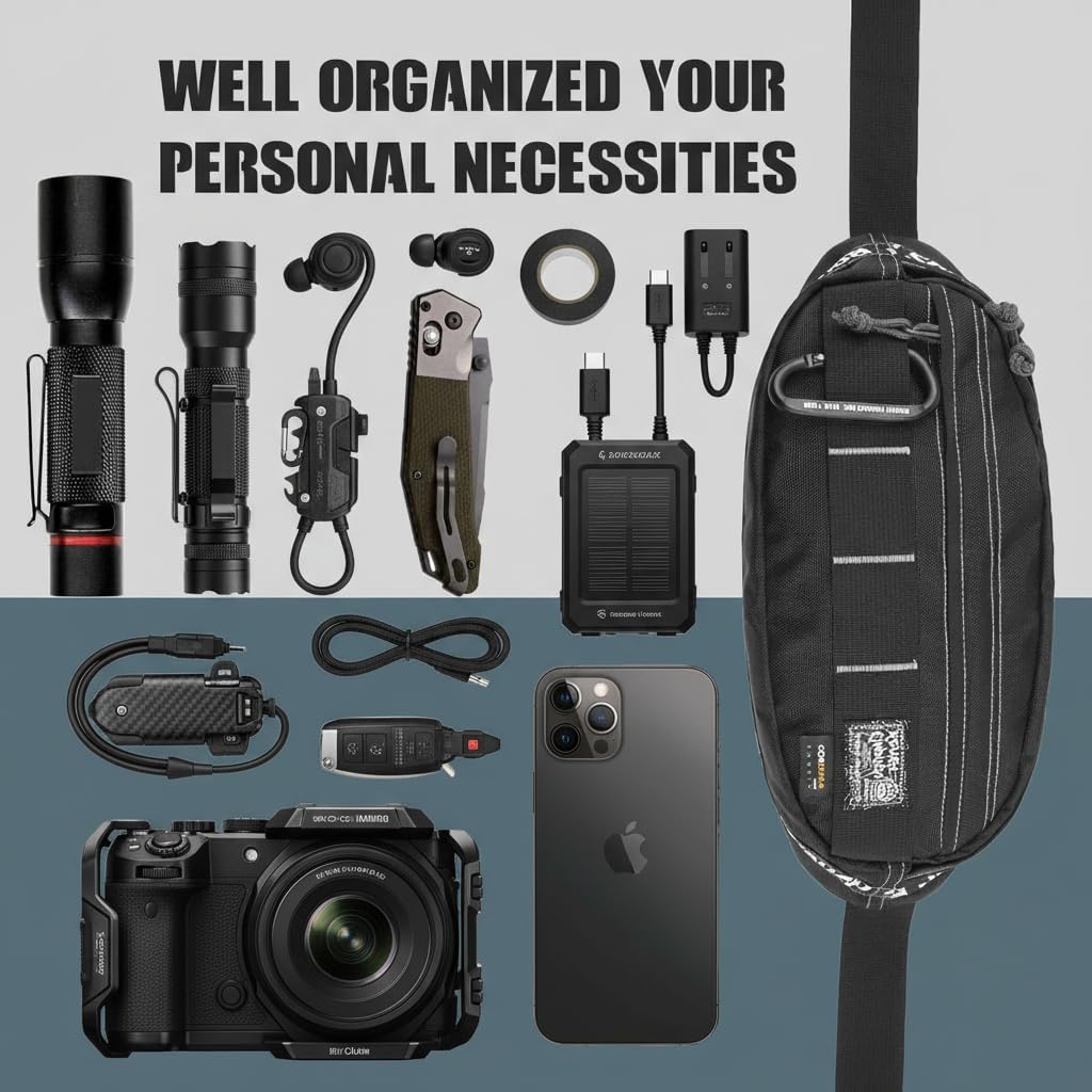 Rough Enough Tactical Fanny Pack for Men with MOLLE Webbing,500D CORDURA YKK Zippers,Waist Pack and Crossbody Bag for Hiking, Travel, EDC