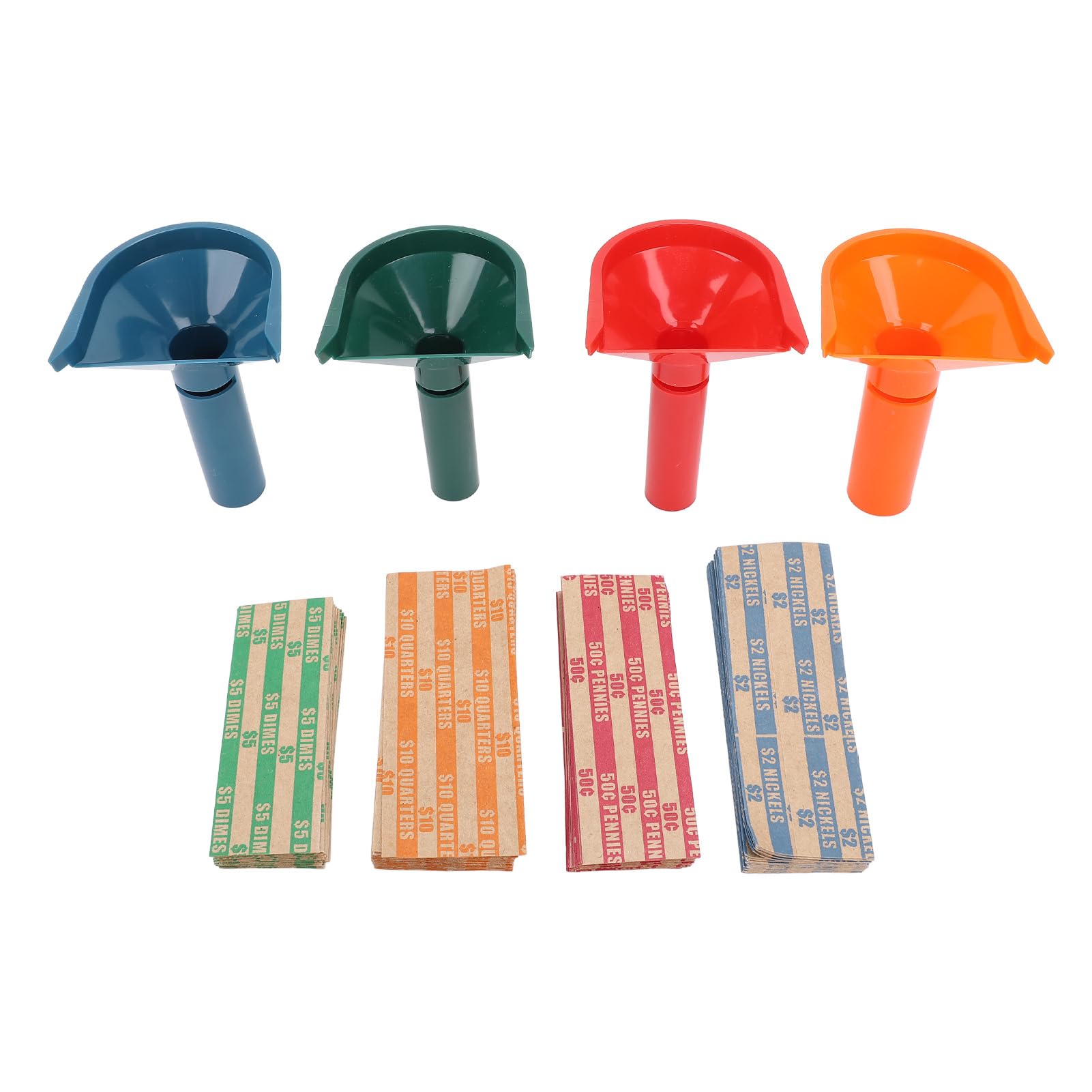 Tubo de clasificador de monedas de 4 piezas, envoltorios de rollos de centavo, 100 piezas de envoltura de monedas de rayas planas de rayas planas Multifuncionales Tubo de