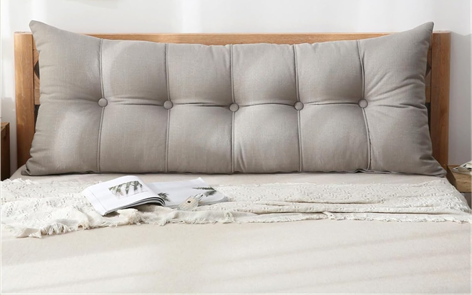 Suave Almohada de lectura Cojín Grande de Pared 120/60/80/150/200/180cm Cabecera Cojín Sofá Cojines de Lectura Respaldo de Cama Almohada Lumbar para Sala de Esta Sillas Dormitorio(B,180x60+20cm)