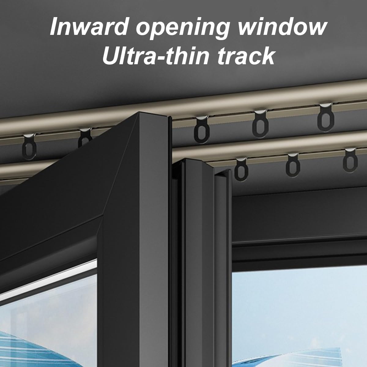 Ultra Thin Aluminum Curtain Track 1-6m, Ceiling Rail for Room Divider, Silent Rollers & Hardware Included, Black Color, Perfect for Privacy Curtains (140cm/4.6ft)