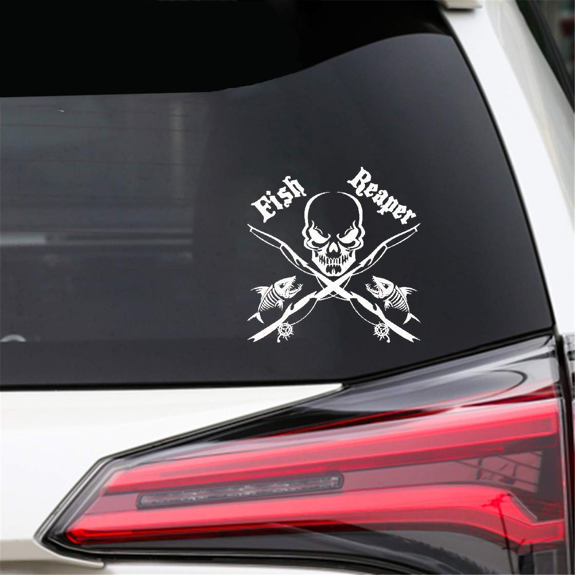 Dozili Vinyl Decal Fish Reaper Skull Fishing Car Styling Stickers Decals Decor For Car Laptop Window Sticker 6"