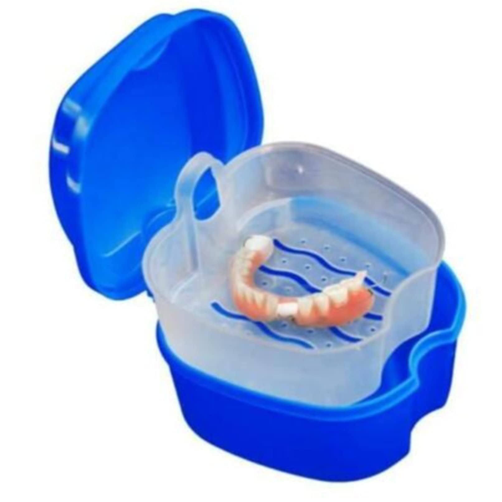 Sevenfly Denture Bath Case Cup Box Holder Storage Soak Container with Strainer Basket for Travel Cleaning,Navy blue-image-29