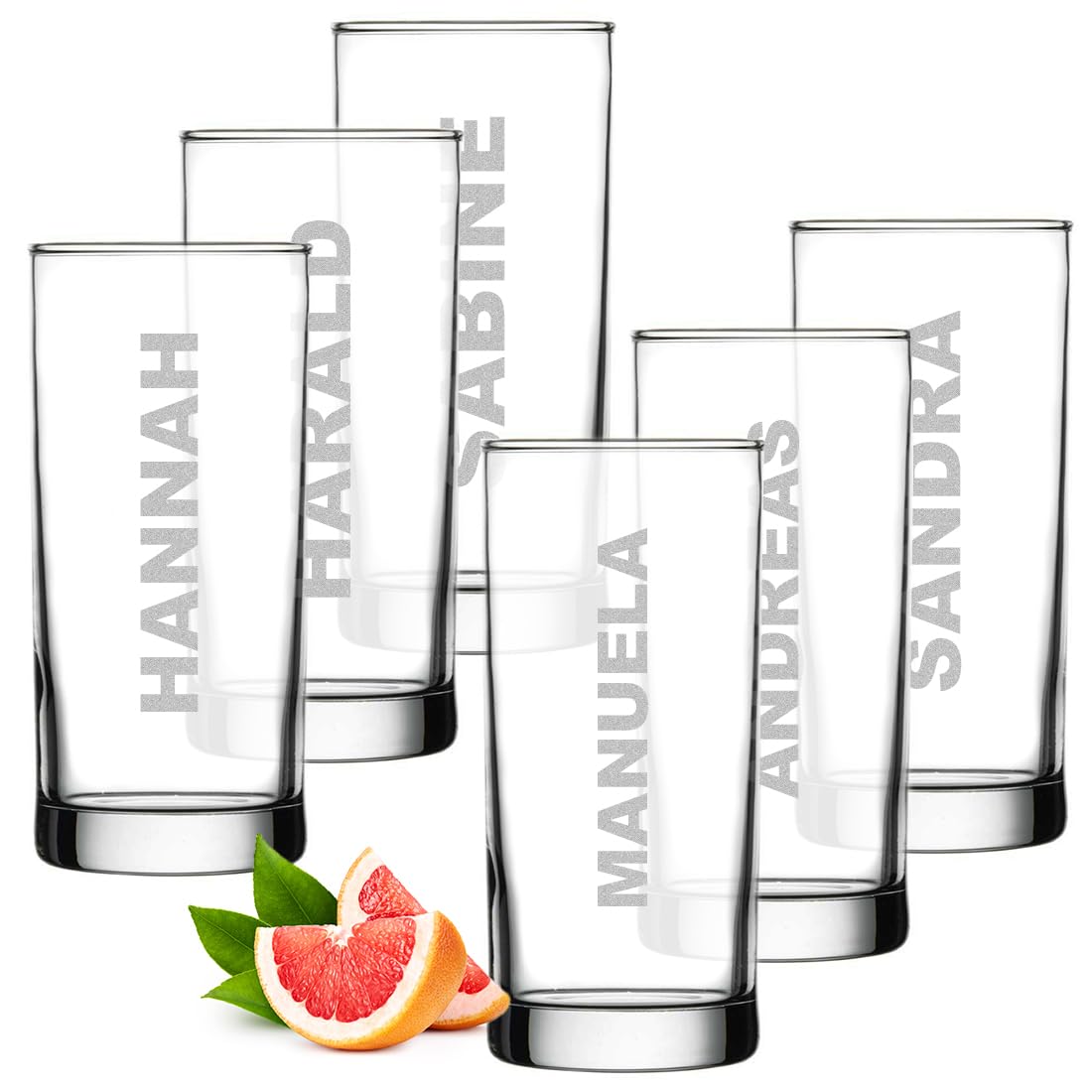 polar-effekt Longdrinkgläser 485 ml 6er Set mit personalisierter Gravur - Gläser mit Namen - Geschenke für Sie und Ihn - ideal für Bier, Wasser, Saft und Gin Tonic