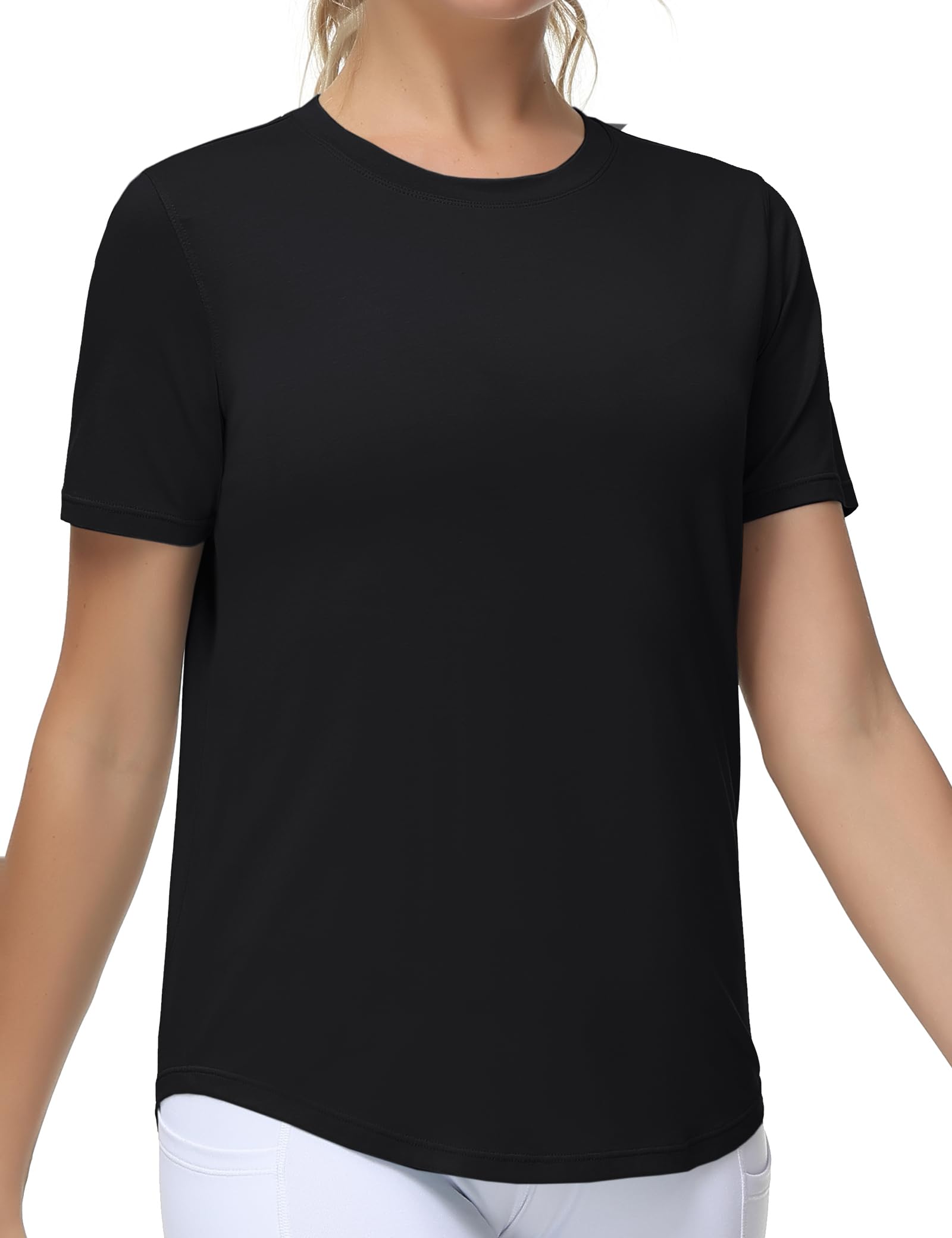 Dragon FitWomens Athletic Shirts Basic Breathable Workout Tops Short Sleeve Gym Yoga T-Shirt Curved Hem