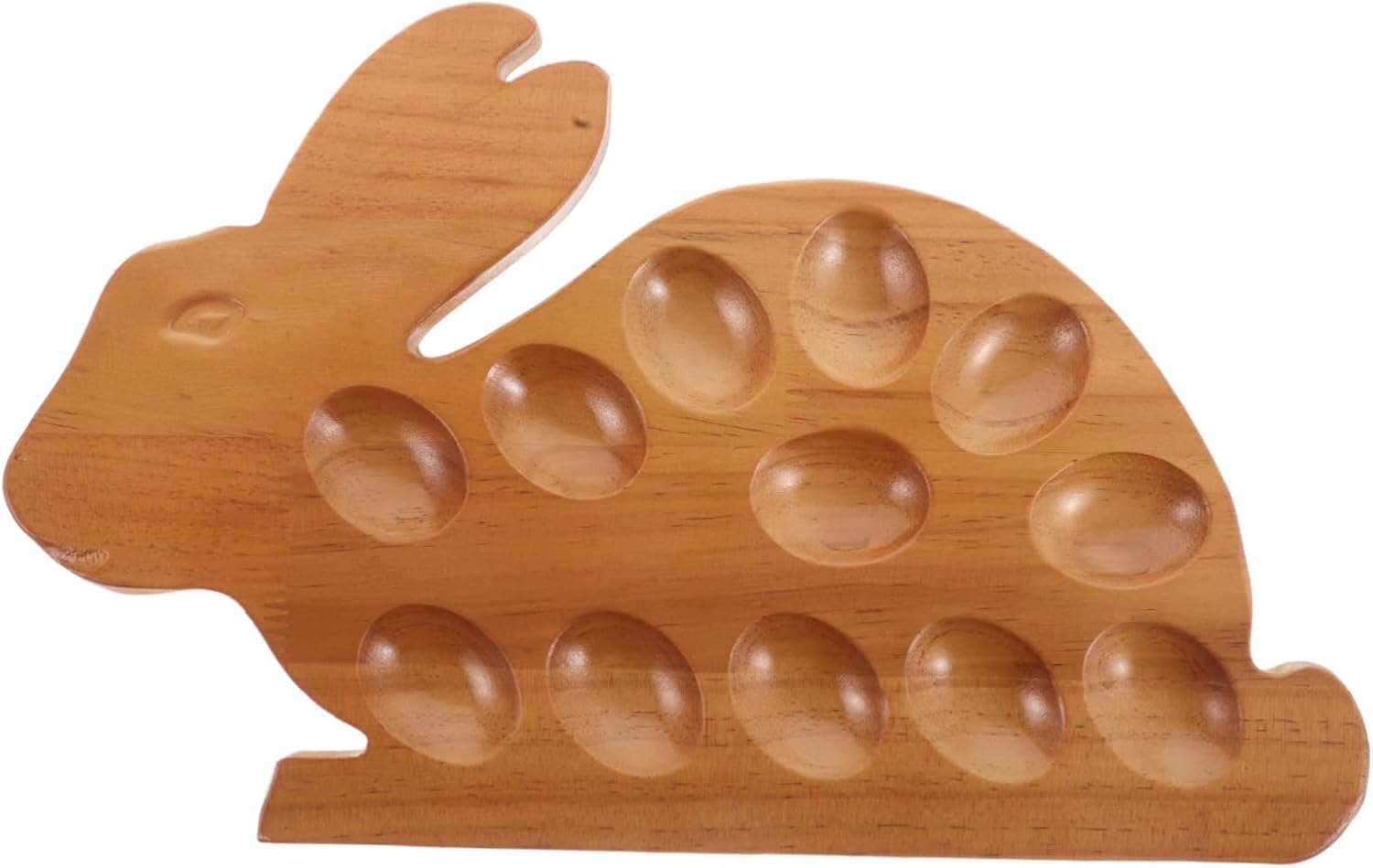 MAGICLULU Wooden Bunny Shaped Egg Storage Tray Kitchen Egg Holder Versatile Decorative Platter for Eggs and Items for Easter Celebrations and Daily Use