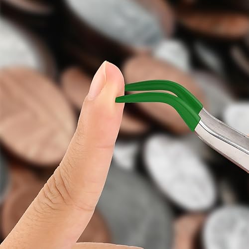 Miniatura 4 de Juego de 2 pinzas con puntas de goma, puntas planas dobladas y rectas, pinzas recubiertas de PVC para sellos, monedas, joyas, manualidades,