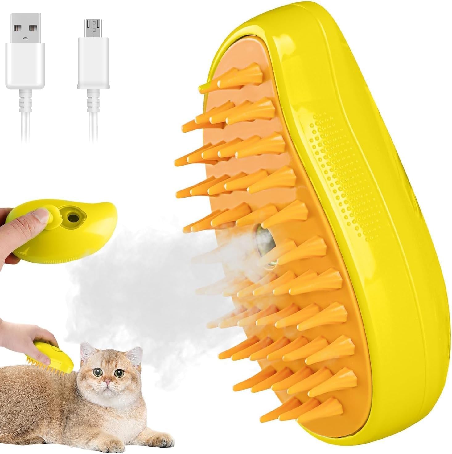 3-in-1 Pet Steam Brush for Cats and Dogs, Grooming Comb with Steam Function