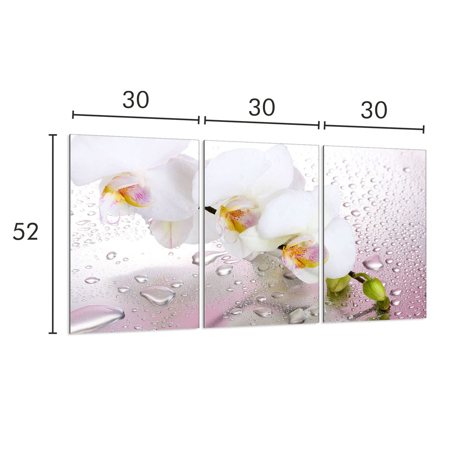 Tabla de cortar decorativa de cristal templado y cubre vitro, Placa protectora de vitrocerámica 30 x 52 cm 3piezas, para inducción, protección contra salpicaduras, decoración, ORQUÍDEA
