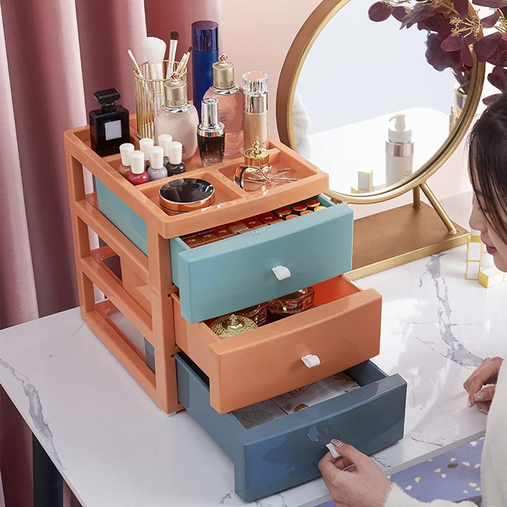 Caja de almacenamiento de escritorio con cajón, estante cosmético, oficina, estudiante, escritorio, organizar, almacenamiento pequeño, cuatro pisos