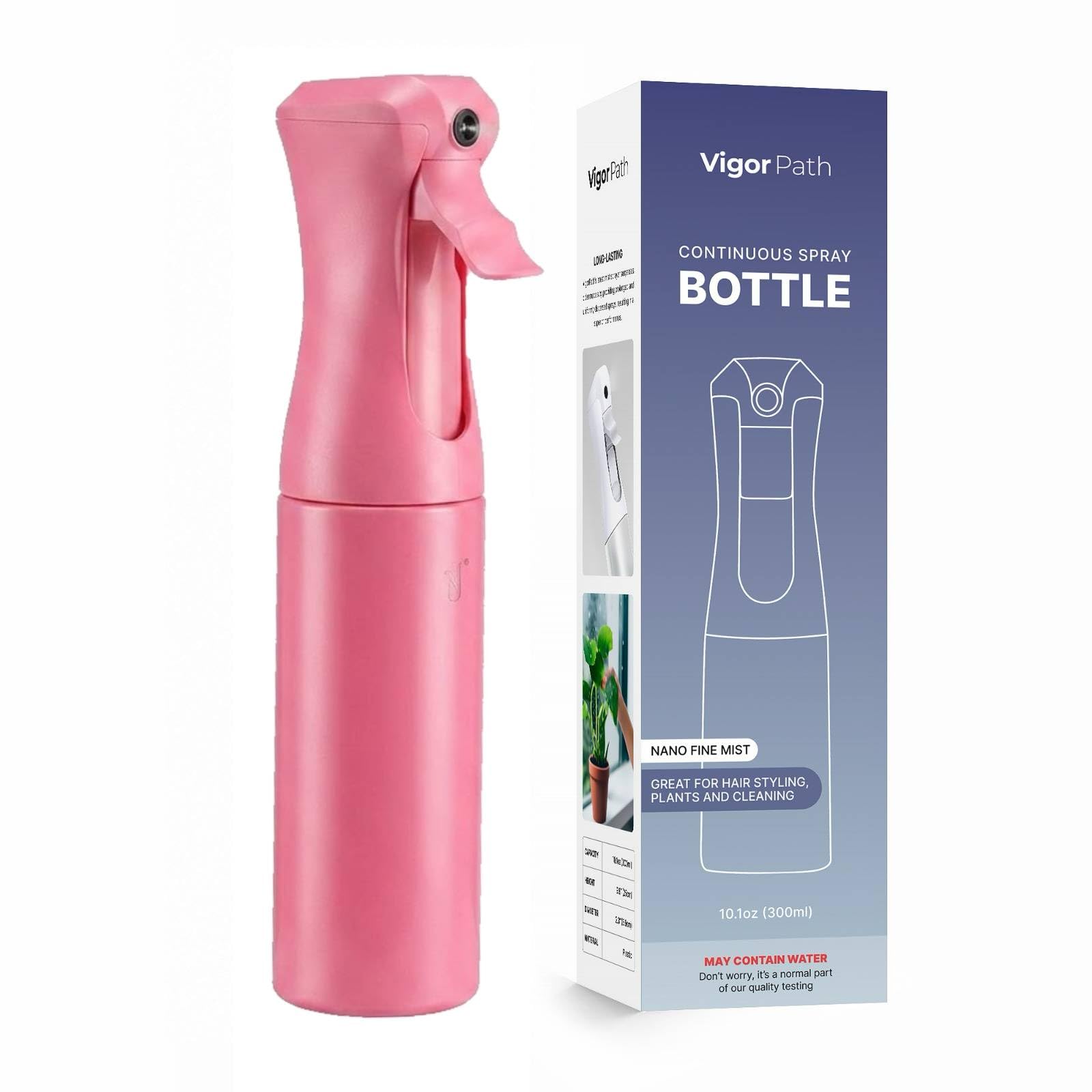 VIGOR PATH Continuous Mist Pink Spray Bottle 300ml Fine Mist for Hair
