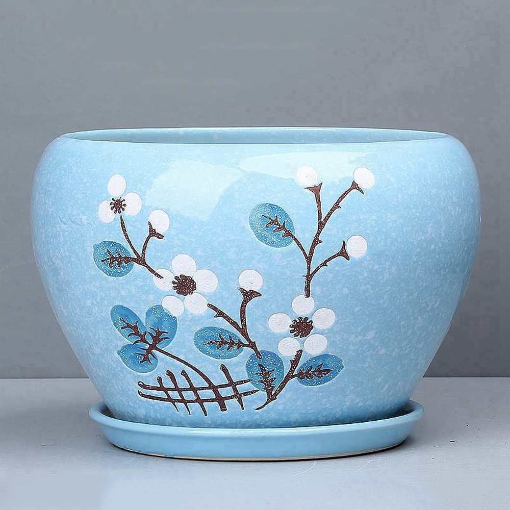 MNUvxzaewf Extra Large Creative Printing Ceramic Flower Pot Multicolor Marble Pattern Fleshy Plant Pots(16.3cm)