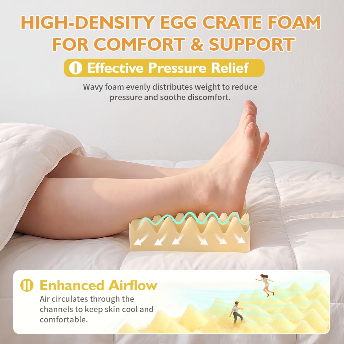 Protège-talon contre les points de pression, coussin de rehaussement de la cheville pour soulager les douleurs au talon et repose-pied, coussin de talon en mousse alvéolée pour personnes âgées