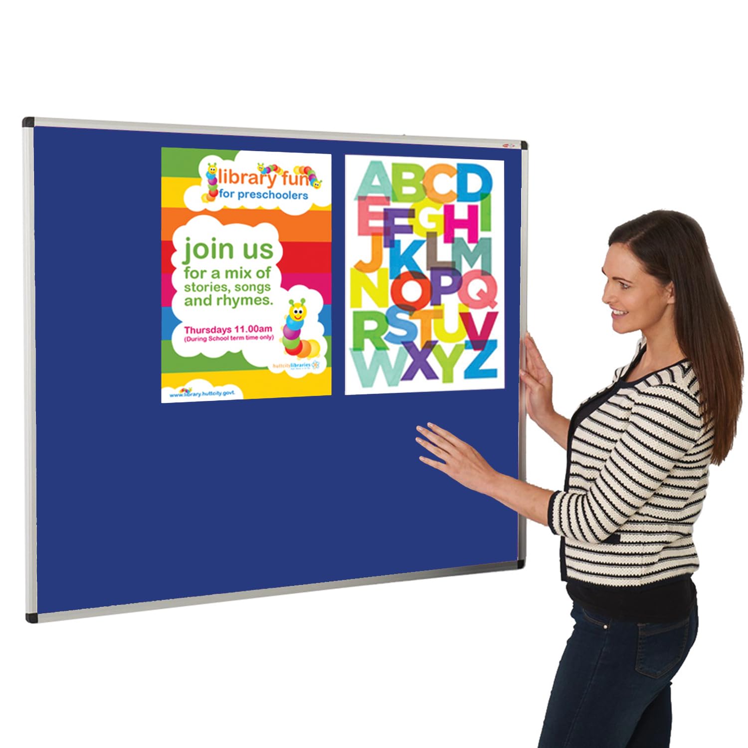 Aluminium Framed Blue Felt Notice Board 150 x 120 cm | Indoor Bulletin Pinboard | 4 Colours - Ideal for Office, School, Healthcare