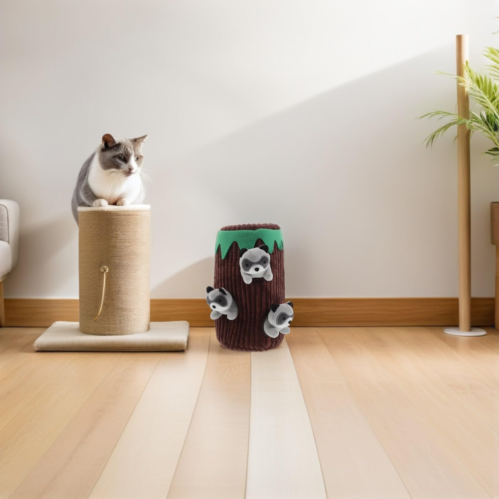 Waschbär Kauspielzeug für Hunde mit Quietschfunktion Interaktives Robustes Plüsch Höhlenspielzeug für Kleine Mittlere und Große Hunde Unzerstörbares Welpen Intelligenzspielzeug