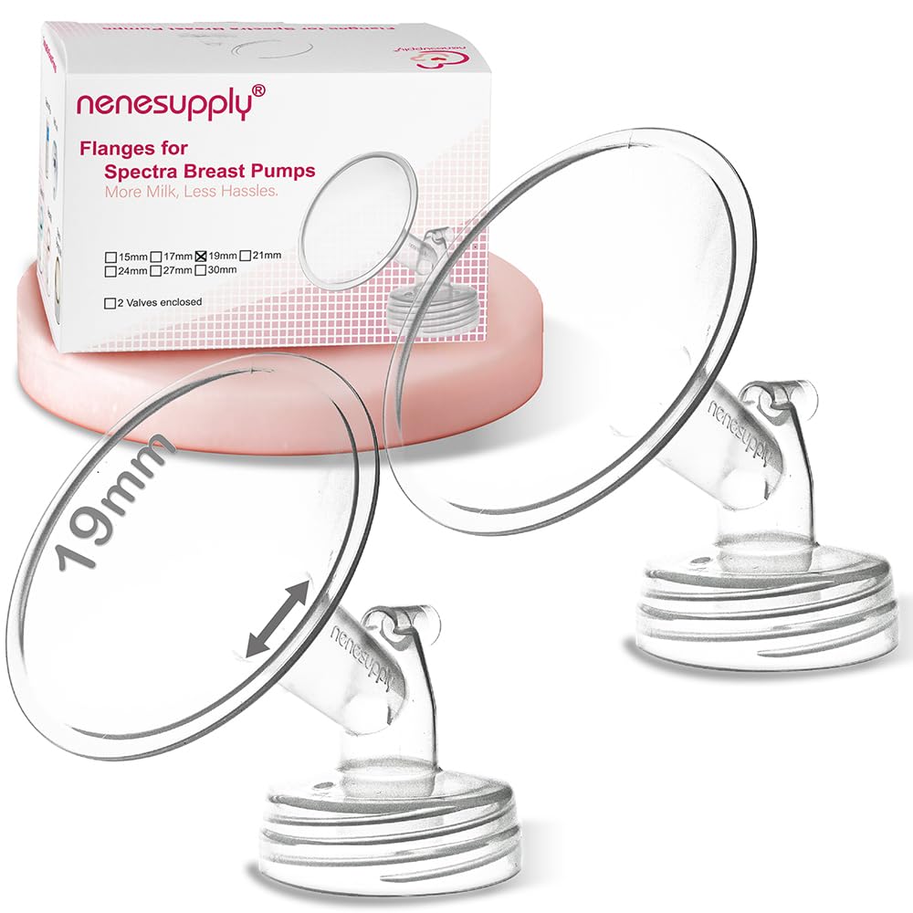 Nenesupply 19mm 2 pc Flanges Compatible with Spectra S2 S1 9 Plus Synergy Gold Breastpump Replacement to Spectra Pump Parts Flange Accessories Wide