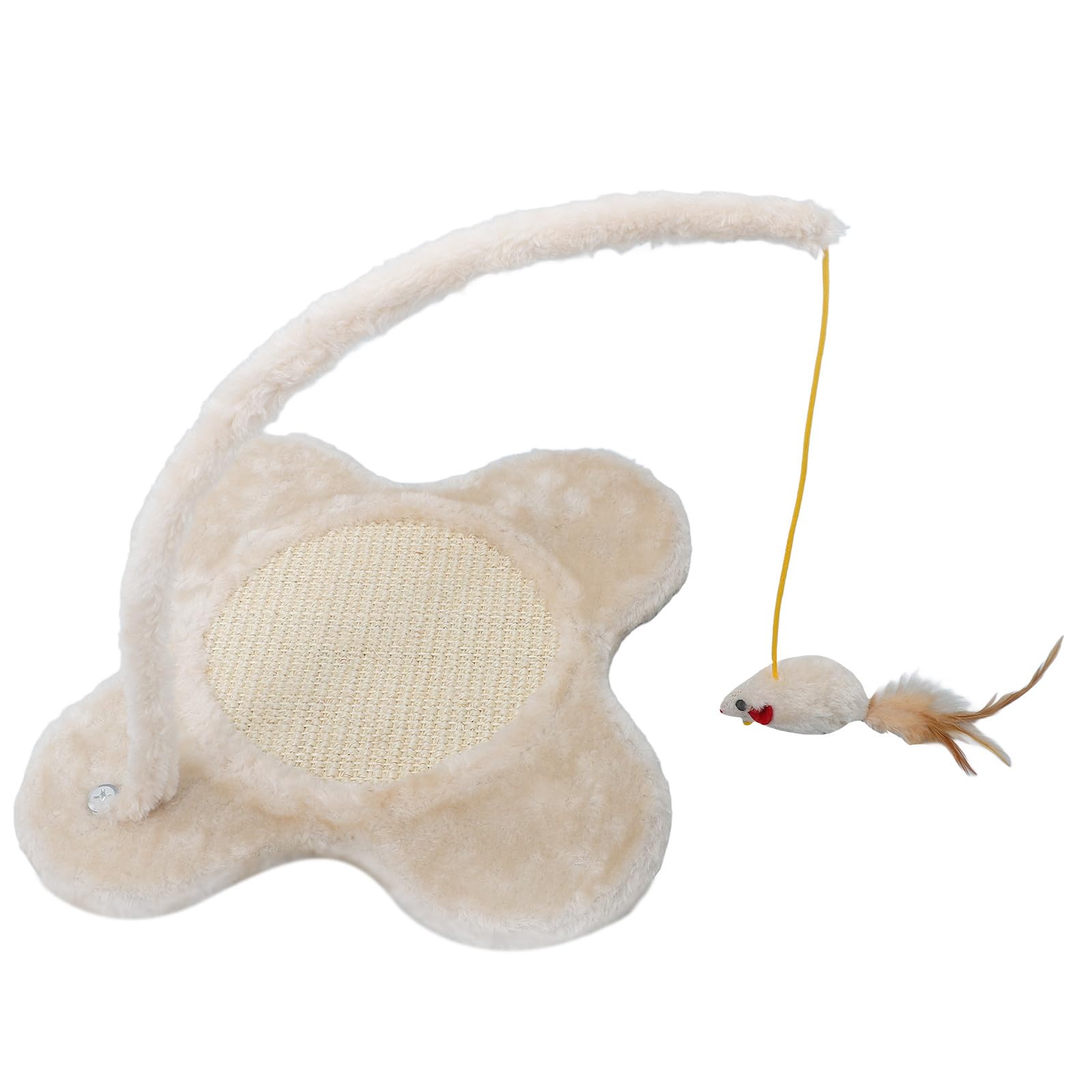 Blumenförmiges Katzen Kratzbrett aus Plüsch mit Hängender Spielzeugmaus für Indoor Katzen Fördert Bewegung und Bietet Eleganten Kratzspaß
