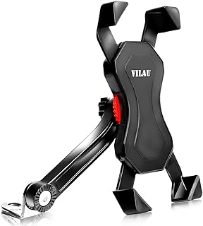 VILAU バイク スマホホルダー ミラー 取付 防水 強力固定 アルミ製アーム ワッシャー径三種付属