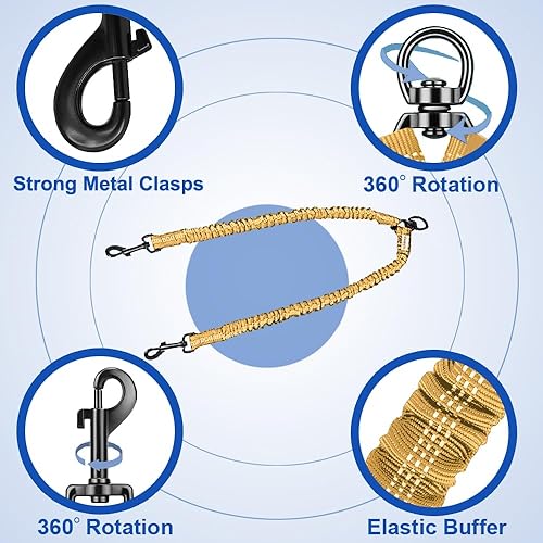Miniatura 2 de Correa doble para perro, correa doble para perro, giratoria de 360, sin enredos, para entrenamiento de caminar para perros grandes y medianos,