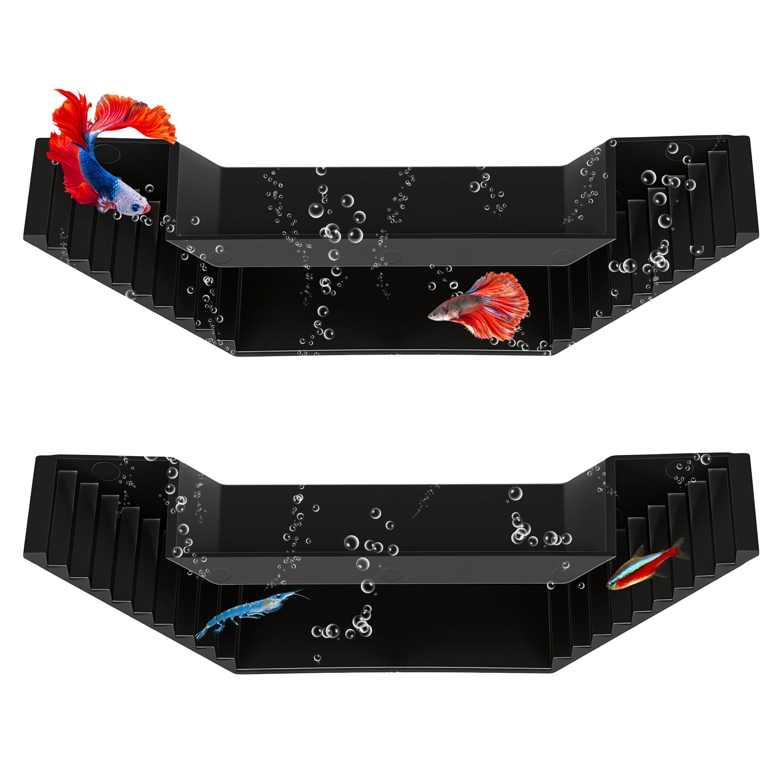 Eyoulife Black-2-Style 1 2 Piece Set Aquarium Underground Tunnel Cave Plastic Fish Tank Hideout Cave Fish And Shrimp Viewing Under Gravel Tunnel Decor For Aquarium Lover(Black-2-Style 1)