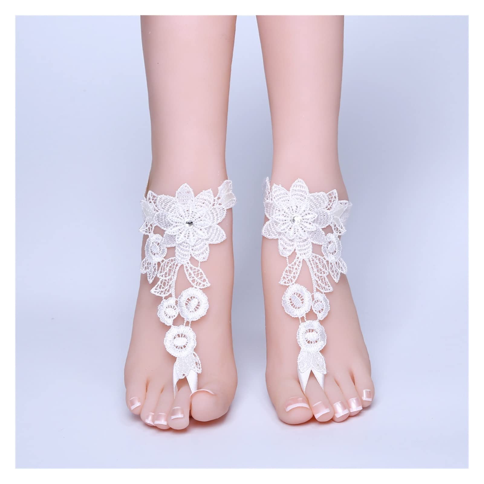 Pulseras de Tobillo Encaje Nupcial Tobillera descalza-Tobillera Calzado de Playa Simple-Suministros de Boda-Talla única (36-40 Yardas) Tobilleras de Mujer