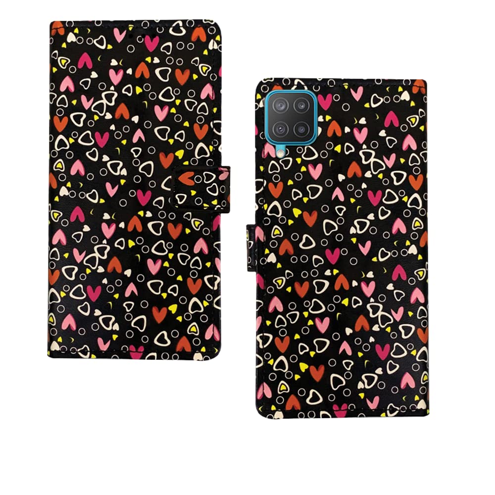 Inktree Samsung Galaxy M12 Flip Case | Leather Finish Flip Cover |Designer Printed Flip Cover for Samsung Galaxy M12 - Black Hearts (B0BNCG3ZYT) Amazon Price History, Amazon Price Tracker