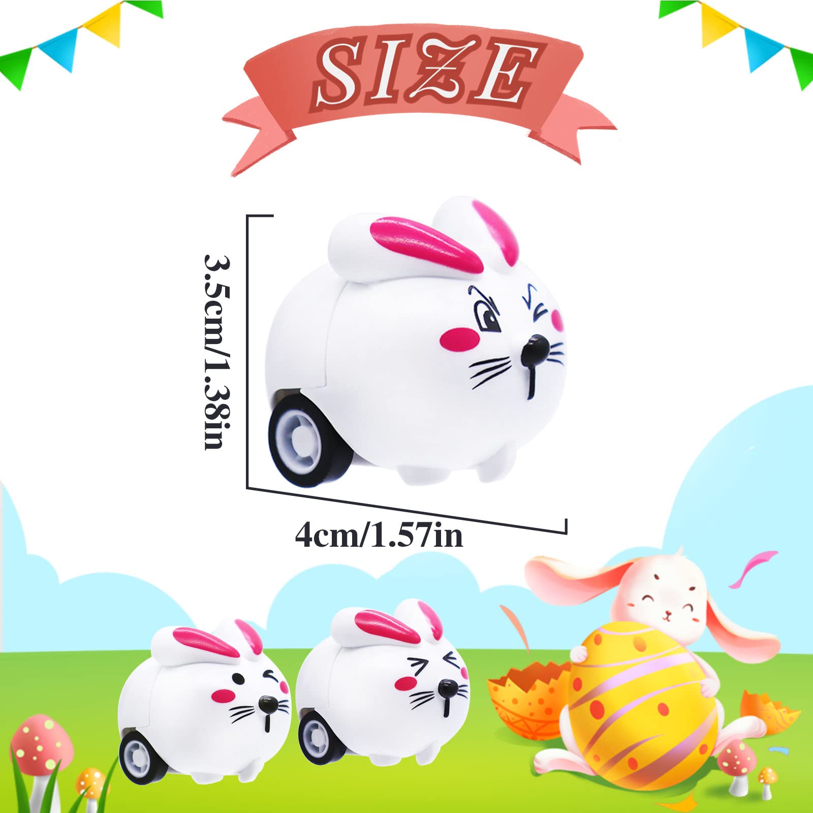 Qyyiguf 30 PCS Easter Rabbit Toy Cars,Rabbit Toys Pull Back Cars,Mini Bunny Toys for Easter Basket Stuffers,Easter Egg Stuffers,Party Favors,Classroom Prizes,Birthday Gifts,Kids,Girls,Boys
