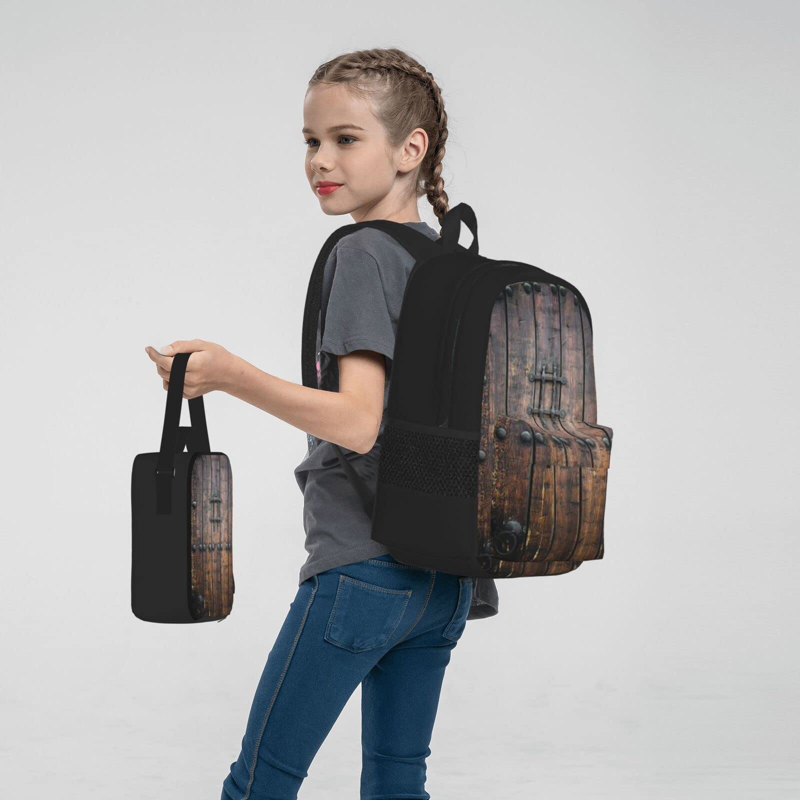 Onyx Stone Blassblaues Schulbücher-Set mit Lunchtasche, Federmäppchen, Reise, Laptop, Rucksack, Schultasche, 3-teiliges Set