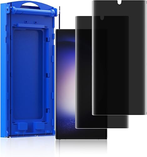 Paquete de 2 protectores de pantalla privada antiespía para Samsung Galaxy S23 Ultra de 6.8 pulgadas, posicionamiento automático 3D curvado,