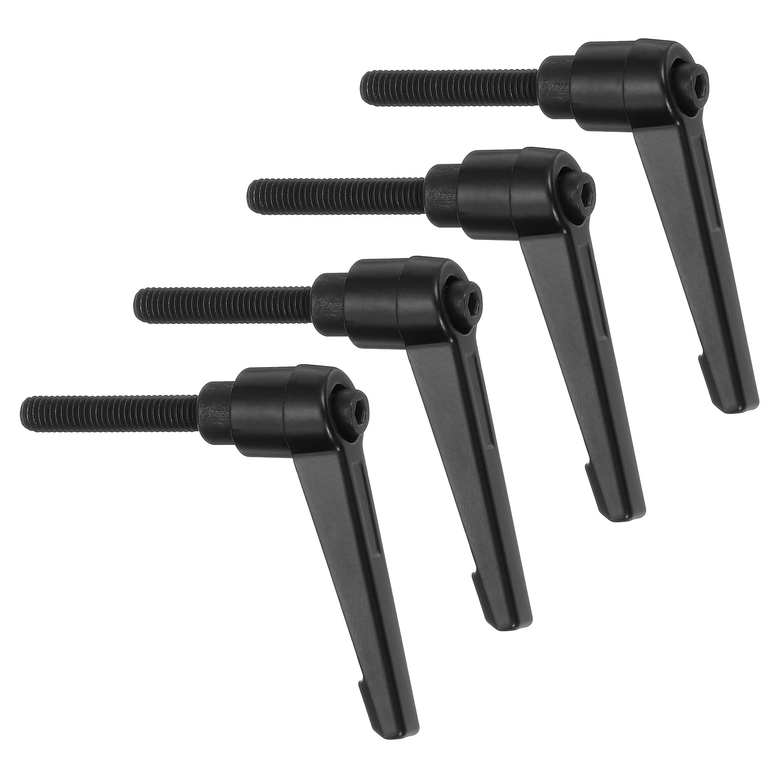 uxcell 4Pcs M6 x 32mm Adjustable Knobs Handle Male Thread Push Button Ratchet Quick Release Locking Rotating Bolt for Lathe Machinery, Black