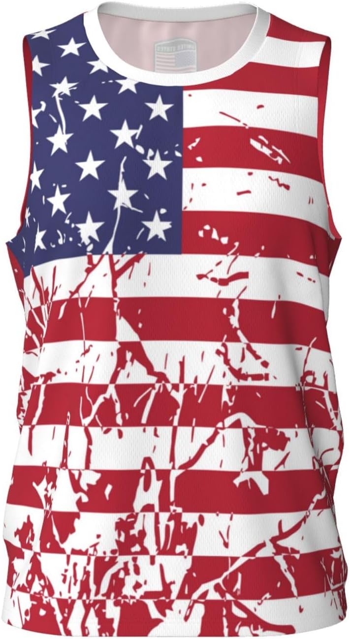 United States Flag Grain Basketball Jersey Sports Jerseys for Men Running Team Training Sleeveless Shirt