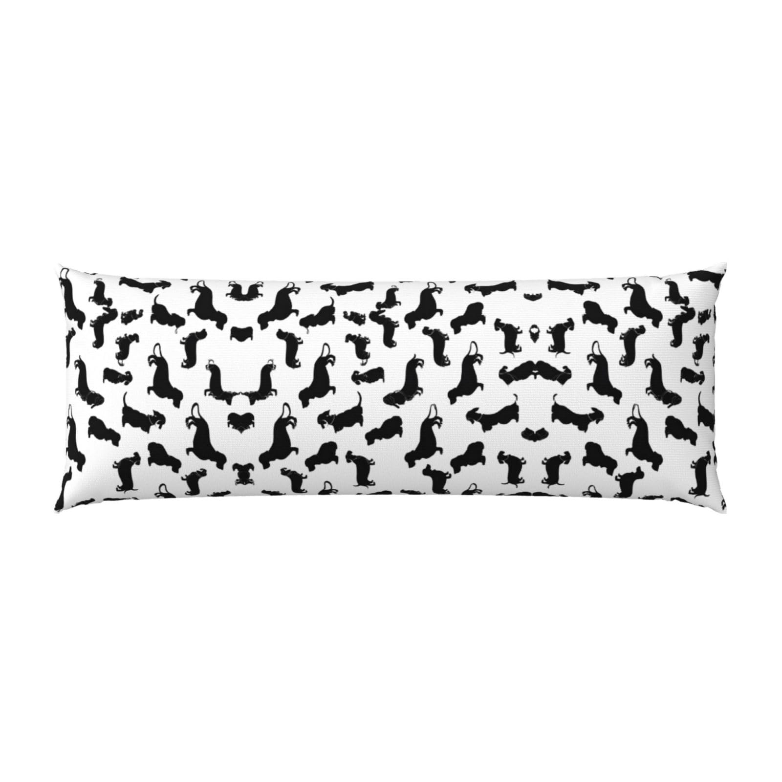 Jaywis Black Dogs Dachshund Dog -Print Long Body Pillow Cover 20X54 Inch Soft Flannel Hidden Zipper For Home Decor Gift Idea.