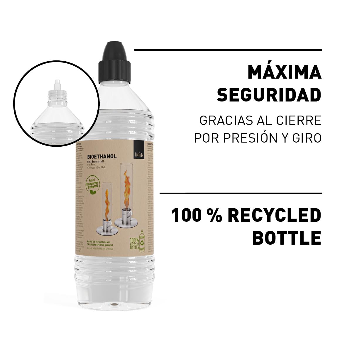 höfats - SPIN 6X Botellas de etanol orgánico con Gel ardiente - Juego de 6 latas - Combustible para la biochimenea SPIN