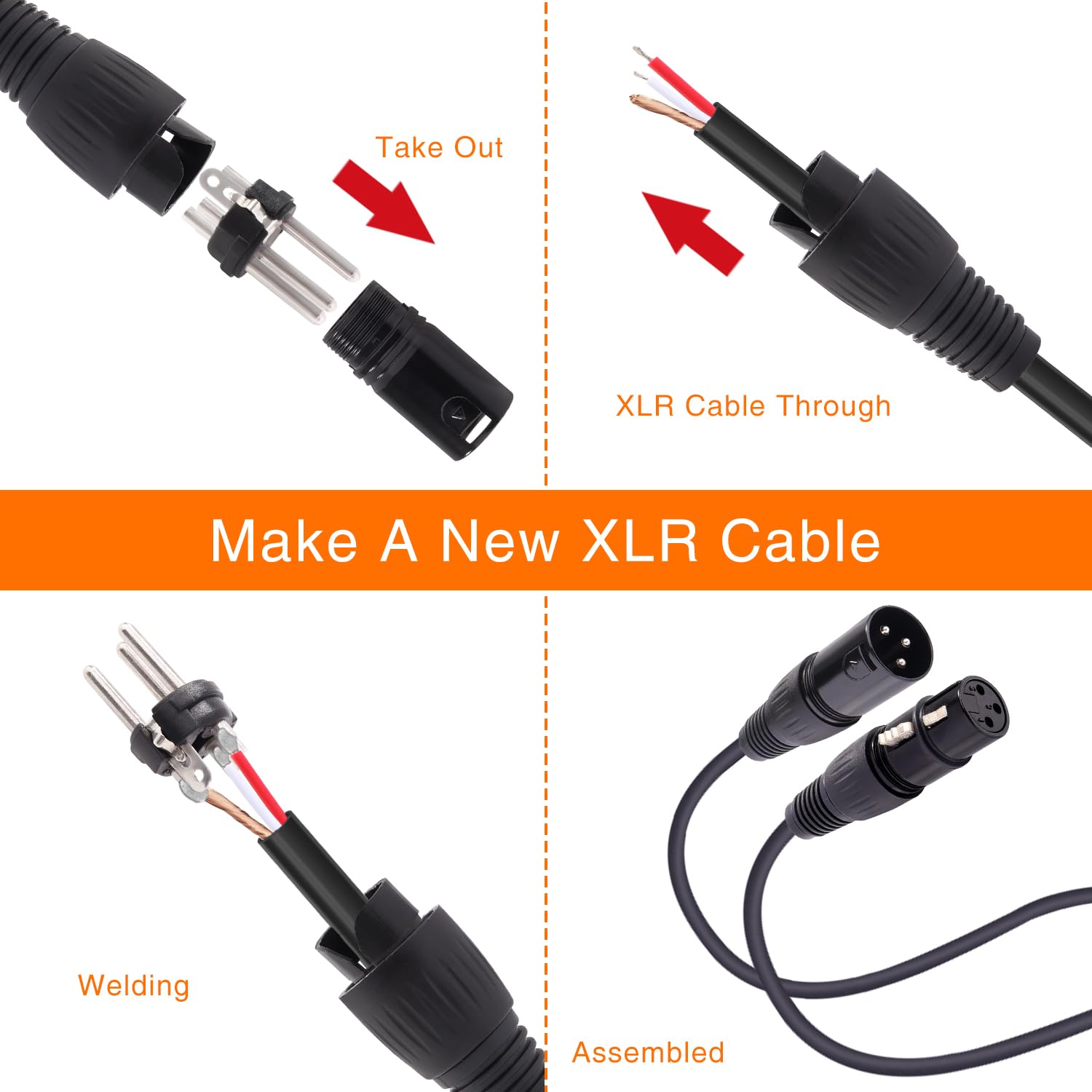 KUOQIY 2 works 3 Pin XLR Connector, XLR Cable Connector Male and Female, Mic Audio Socket - Image 4