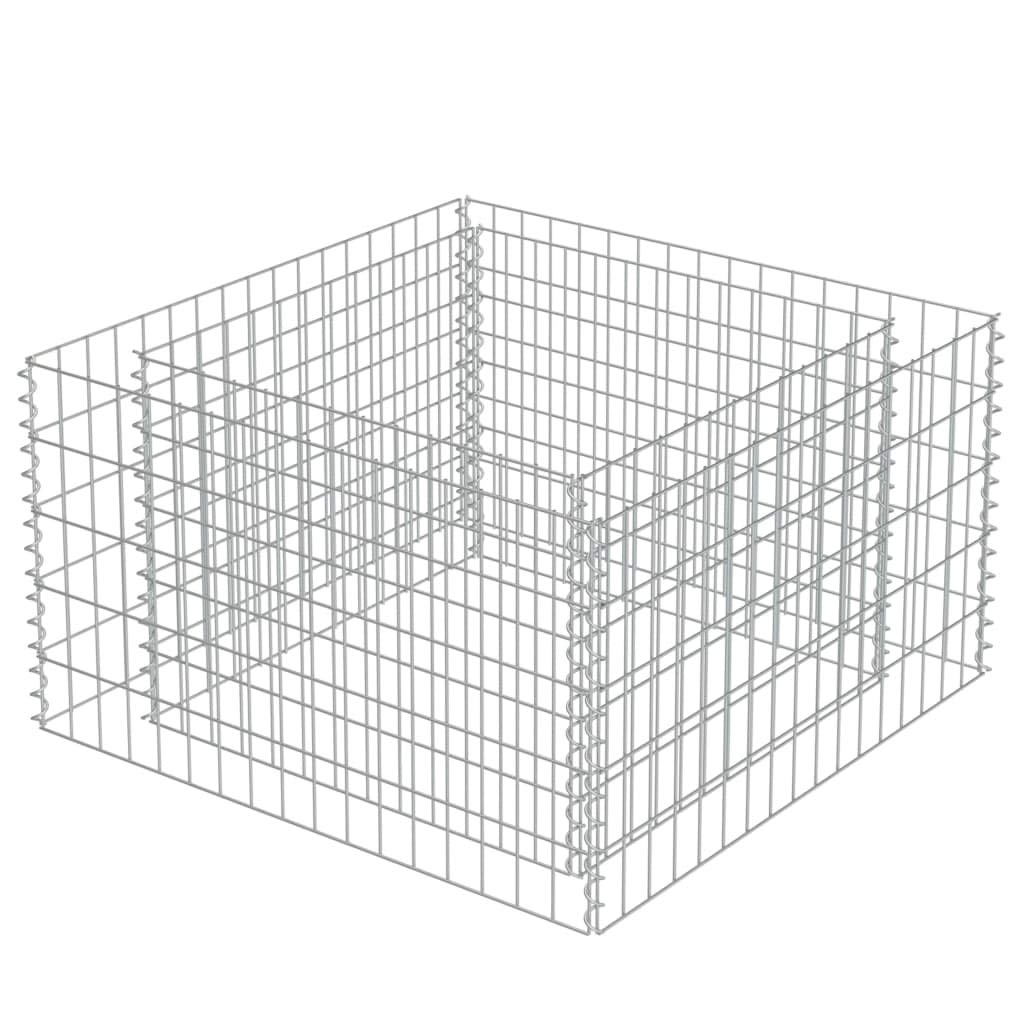 yorten Gabionen-Pflanzkorb Hochbeet Gabionenkörbe Gabione Pflanzkübel Verzinkter Stahl 90 x 90 x 50 cm (L x B x H) Silbern
